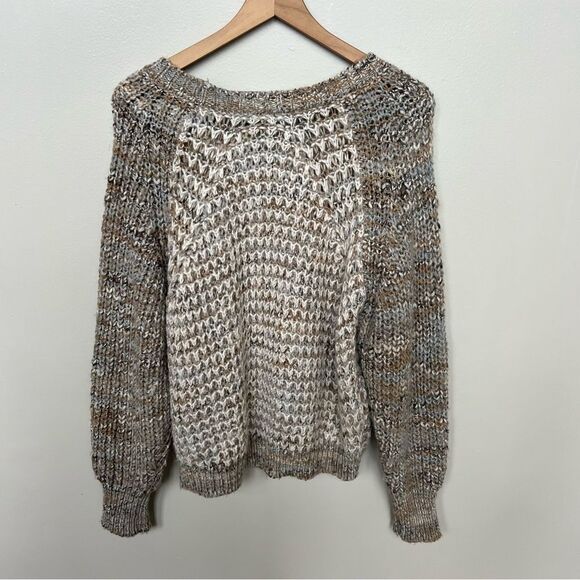 Anthropologie Moth Hillwalk Wool Mohair Oatmeal Chunky Sweater Size Medium - Picture 7 of 12